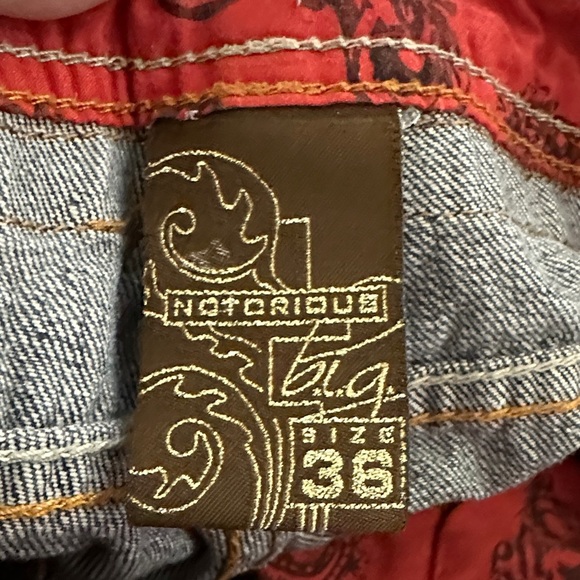 VTG Y2K Notorious B.I.G. Gray Distressed Denim Jeans Hip Hop Grunge Men's 36x30 - Picture 2 of 15